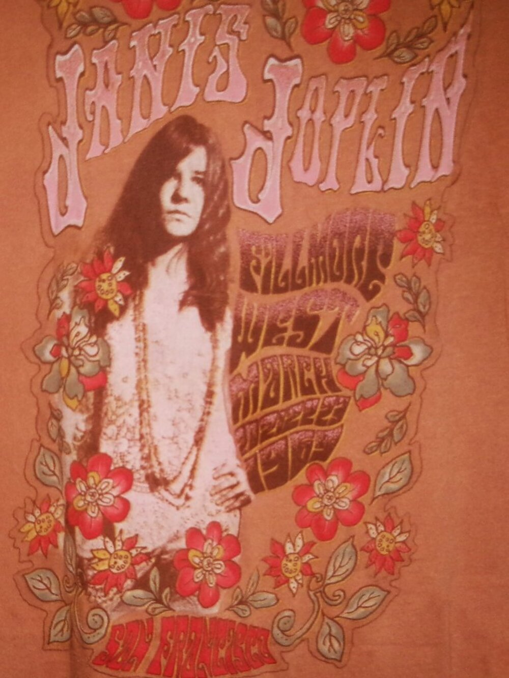 janis joplin fillmore west march 20 21 22 23 1969 disressed s-m youth tee